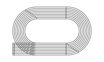 Racetrack or running track icon. Stadium top view. Sports arena for sprint, marathon or other athletic competitions isolated on white background. outline illustration vector