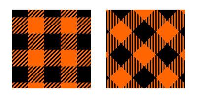 Halloween or Thanksgiving day checkered print. Black and orange gingham texture. Fabric design for autumn picnic plaid, blanket, napkin or tablecloth. flat illustration vector
