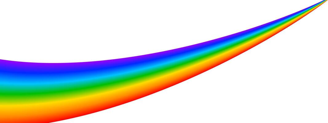 Rainbow line disappearing in distance. Multicolored dynamic path on white background. LGBTQ pride concept. Happy, fun or summer banner. Sunlight spectrum curve. cartoon illustration