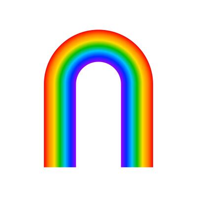 Rainbow arch. Multicolored archway shape isolated on white background. LGBT pride symbol. Happy, fun or magic concept. cartoon illustration