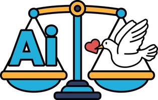 A blue and yellow scale with a white dove on the right side vector