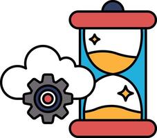 A clock with a gear on it and a cloud in the background vector
