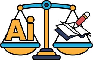 A scale with a pencil and a book on it vector