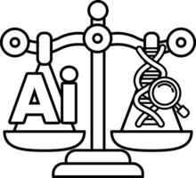 A scale with the letters AI on one side and DNA on the other vector