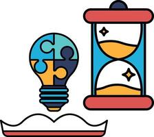 A puzzle piece is shown next to a clock vector
