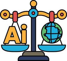 A scale with the letters AI on one side and a globe on the other vector