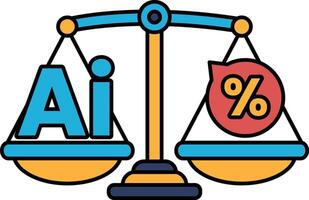 A scale with the word AI on one side and the word percent on the other vector