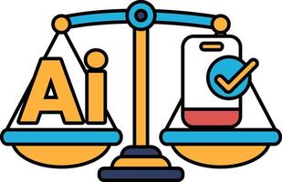A scale with the word AI on one side and a phone on the other vector