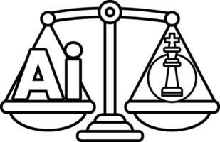 A scale with the letters AI on one side and a chess piece on the other vector