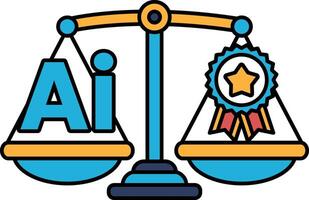 A blue and yellow scale with the letters AI on it vector
