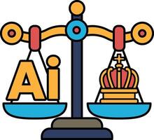A scale with the letters AI on one side and a crown on the other vector