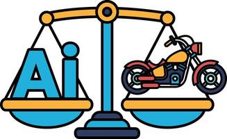 A scale with a motorcycle on one side and the letters AI on the other vector