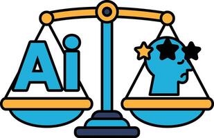 A blue and yellow scale with a person on each side vector