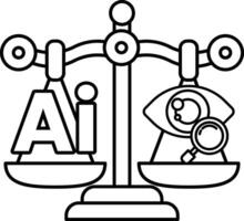 A scale with the letters AI on one side and an eye on the other vector