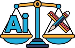 A scale with the letters AI on one side and a pencil and ruler on the other vector
