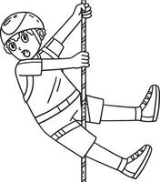 Bouldering Boy Looking Down from a Climb Isolated vector