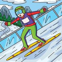 Skier performing on snowy slope vector