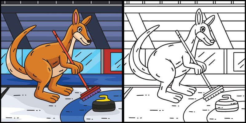 Curling Kangaroo Coloring Page Illustration