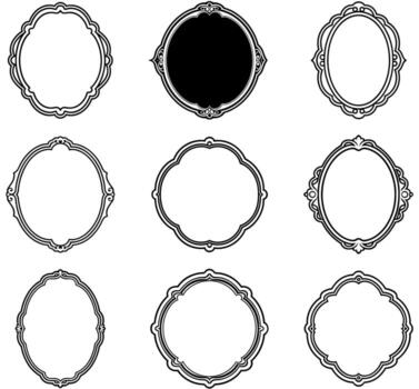 Decorative Oval Frames set vector
