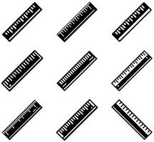 Ruler silhouette icon set design vector