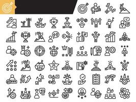 Success and achievement set of web icons in line style.Successful business development linear icon collection. illustration vector