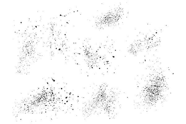 Collection of black paint brush stroke drop blood splatter