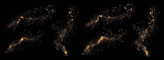 Golden sparkles gold glitter confetti background design set vector