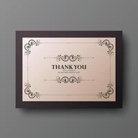 Thank You Card Template with Swirl Details and Formal Design vector
