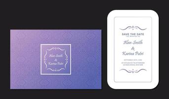 Ornamental Wedding Invitation Card with Soft Purple Gradient Background vector