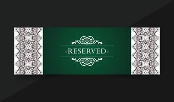 Elegant Decorative Reserved Banner on Dark Green Gradient Background vector
