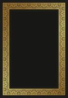 Golden Swirl Pattern Decoration Border on Black Background Frame vector