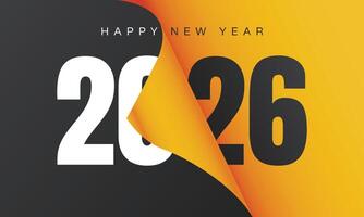 Happy new year 2026 holiday banner in page curl style vector