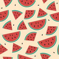 Seamless watermelons pattern. Seamless background with pieces of watermelon. Watermelon slices vector