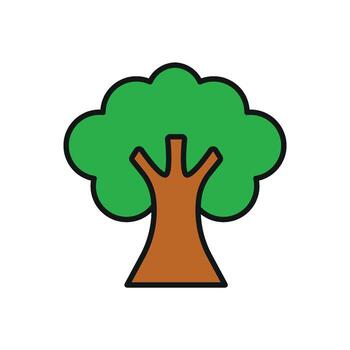 Tree with soft foliage and shaded trunk forms a realistic and calming nature icon. vector