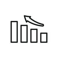 Bar chart with outlined columns delivers a neat and modern business analysis icon. vector