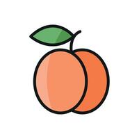 Peach in soft pink and green tones creates a sweet and fresh fruit icon. vector