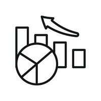Pie chart with segmented lines presents a clear and minimal visual data icon. vector