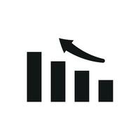 Bar chart in solid style creates a bold and impactful finance and metric icon. vector