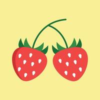 Berry with glossy red skin and leaf top forms a fresh and sweet snack icon vector