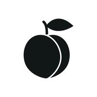 Peach in glyph style with crown leaf creates a warm and balanced fruit icon. vector