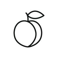 Peach with curved outline and stem detail creates a soft and elegant fruit icon. vector