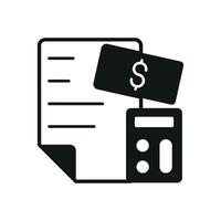 Ledger book in solid form presents a focused and simple money planning icon. vector