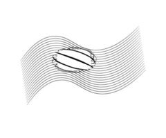 A drawing of a wave with a ball on it vector