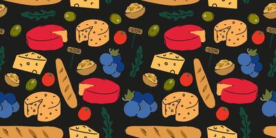 Colorful cheese and food pattern design vector