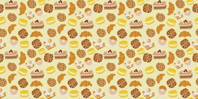Colorful pattern of pastries and desserts vector