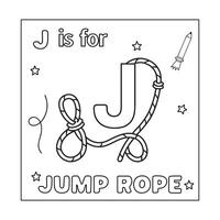 J alphabet with objects Coloring Page for Kids vector