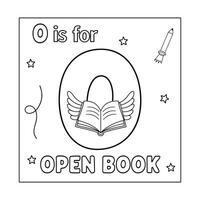 O alphabet with objects Coloring Page for Kids vector