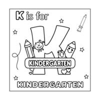 K alphabet with objects Coloring Page for Kids vector