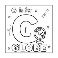 G alphabet with objects Coloring Page for Kids vector