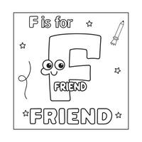 F alphabet with objects Coloring Page for Kids vector